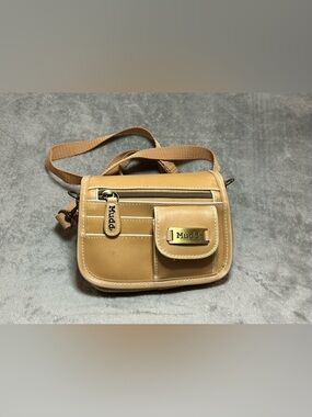 Y2K Mudd Tan Crossbody Mini Bag with lots of pockets, holders, and mirror